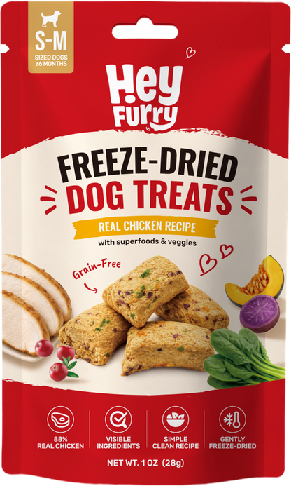 Hey Furry Freeze-Dried Dog Treats Real Chicken Recipe S-M